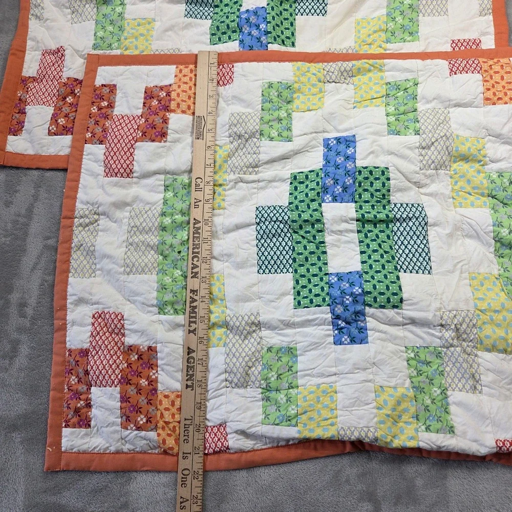 Garnet Hill Quilted Pillow Shams Standard Set 2 Patchwork Cotton Cottagecore